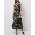 Floral Print Sleeveless Collared Dress Manufacture Wholesale Fashion Women Apparel (TA4053D)